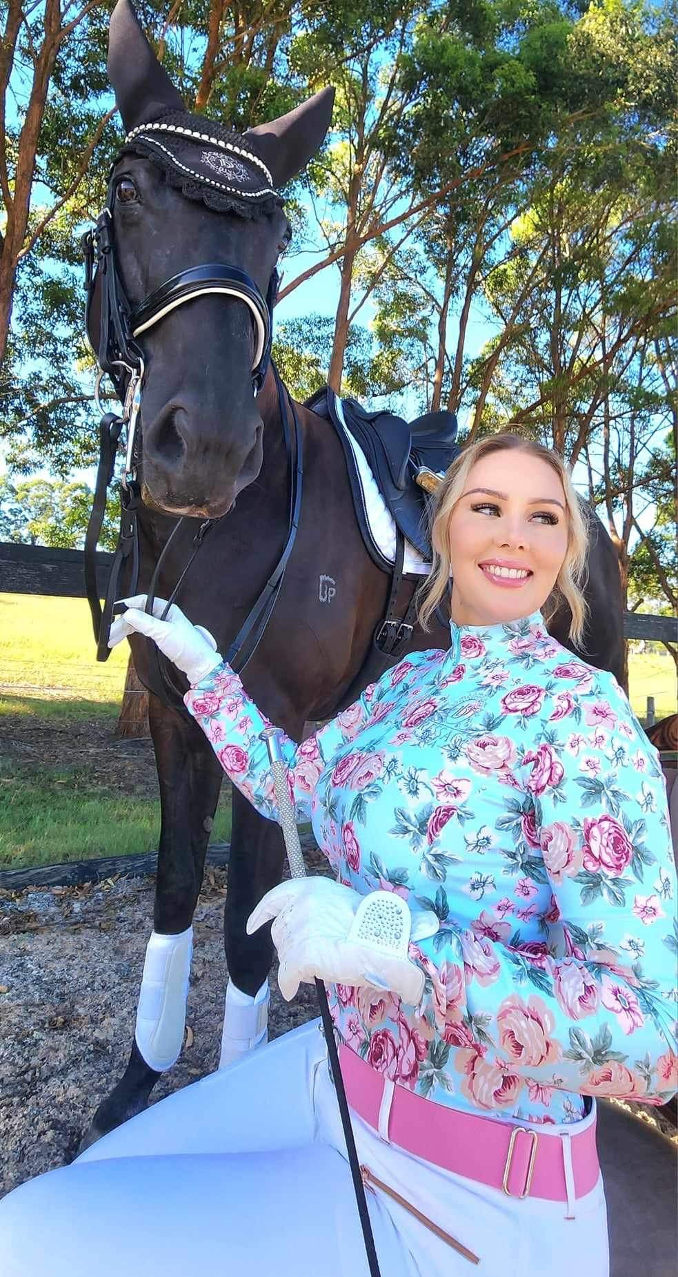 Long Sleeve Floral Shirt  Designed by The Dressage Diva THE COURTNEY
